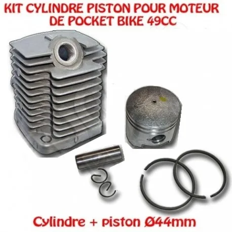Kit Cylindre piston moteur Pocket Bike 49cc Piston Ø44mm