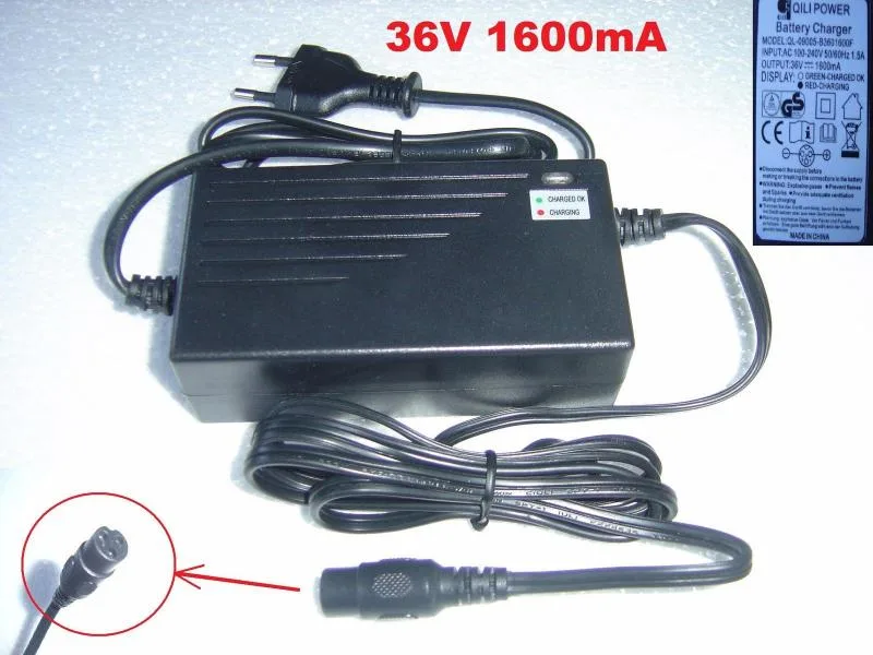 Chargeur de batterie 36 volts 1,6 Amp 36V